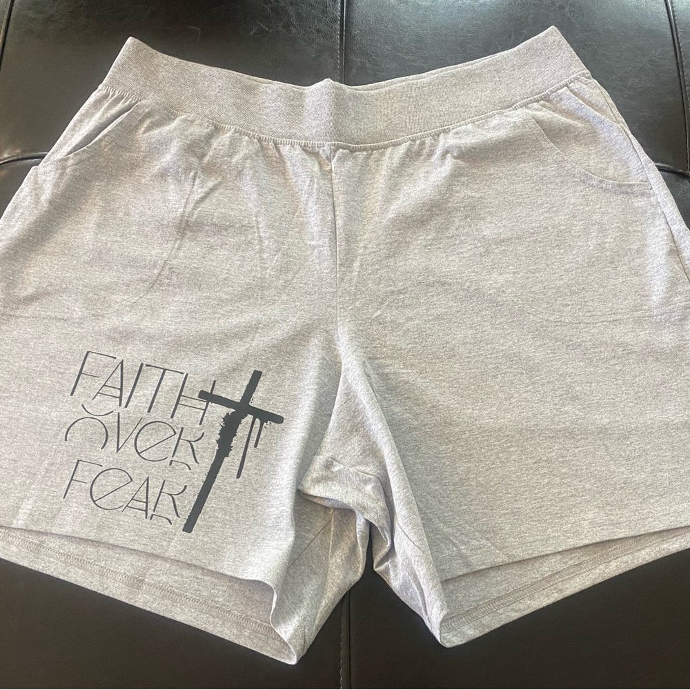 Gray Faith Over Fear Shorts